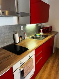 Kuchyňa alebo kuchynka v ubytovaní Apartmán 2KK Sauna and Aromatherapy