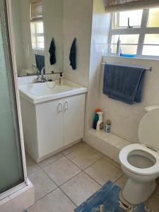 a bathroom with a white sink and a toilet at 22 Lands End in Ballito