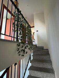 a staircase in a house with plants at Casa Oasi Sette Laghi in Mercallo