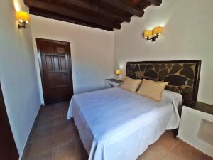 een slaapkamer met een groot bed in een kamer bij Romantic apartment in Granada with shared pool in Granada