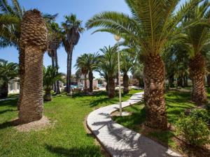 un parque con palmeras y una acera en Lovely Apartment in Andaluc a near Seabeach, en Las Salinas