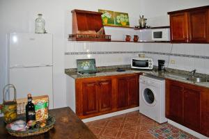 a kitchen with a refrigerator and a washing machine at holiday home Tijarafe in Tijarafe