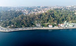 an aerial view of a bridge over a body of water at MFB Tarabya Hotel in Istanbul