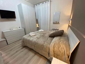 a bedroom with a large bed and a television at AMA B&B in Montesilvano