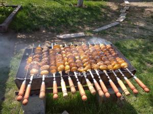 a grill with a bunch of hot dogs on it at Villa Spartak Sisian in Sisian