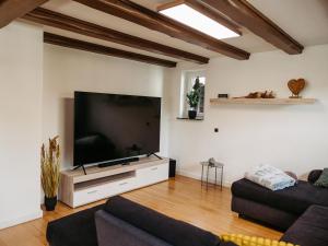 a living room with a large flat screen tv at Ferienwohnung Wennetal in Schmallenberg