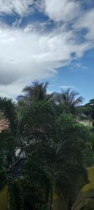 a group of palm trees against a cloudy sky at Hostel Horizonte Ceará in Horizonte