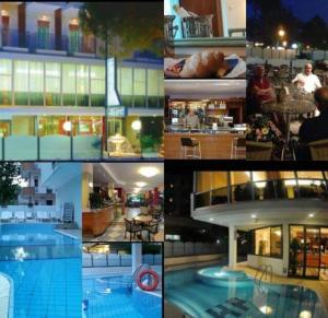 eine Collage mit Bildern eines Hotels mit Pool in der Unterkunft Hotel President in Cesenatico