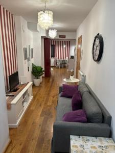 a living room with a couch and a television at JUNTO AL PILAR in Zaragoza