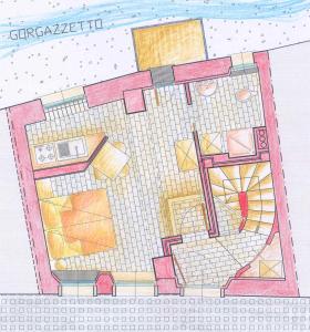 a drawing of a floor plan of a room at Albergo Diffuso Polcenigo Ca' Bianca in Polcenigo