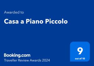 Certifikát, hodnocení, plakát nebo jiný dokument vystavený v ubytování Casa a Piano Piccolo