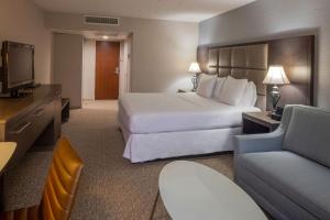 a hotel room with a bed and a tv and a couch at Radisson Hotel Hauppauge-Long Island in Hauppauge