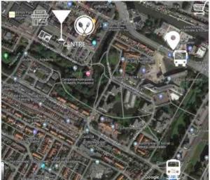 mapa miasta z budynkami i drogami w obiekcie Stads appartement w mieście Purmerend