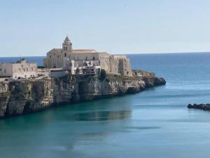 a castle on top of a cliff in the water at Casa Piano Piccolo 3 in Vieste +18 photos
