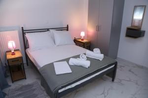 - une chambre avec un lit et des serviettes dans l'établissement Kolonaki modern flat 1 bedroom 2 pers by MPS, à Athènes
