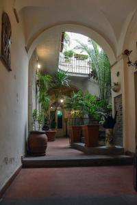 a hallway with potted plants in a building at Il Cortile nel Borgo in Lanciano