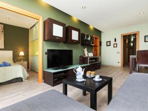 a living room with a bed and a flat screen tv at Apartment Sants-Montjuic Rambla Badal by Interhome in Barcelona