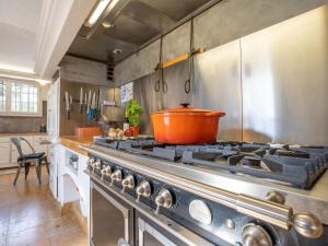 - une cuisine avec cuisinière et pot dans l'établissement Holiday Home Le Murier by Interhome, à Fréjus