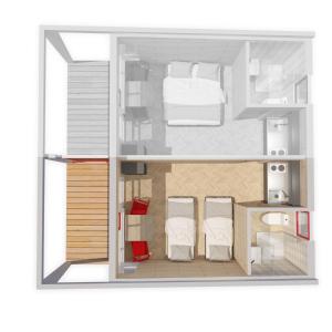 a floor plan of a small apartment with a bedroom at Camp Bursztynowy Las in Gdańsk