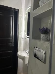 een witte badkamer met een wastafel en een toilet bij Stan na dan Kutak in Raška
