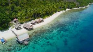 an aerial view of a beach with a group of resorts at Bonwau West Waigeo in Minyaifuin