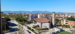 an aerial view of a city with a church at Bellavista Apartment in Cagliari