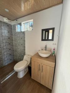 a bathroom with a toilet and a sink at Mirador Entre Bosque, Escapada Romantica in Rionegro