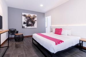 ein Hotelzimmer mit einem Bett und einem TV in der Unterkunft Urban Grupo Amber - Collection O in Puebla