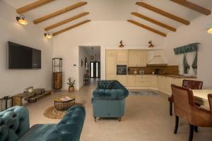 ein großes Wohnzimmer mit Sofas und einer Küche in der Unterkunft Villa Jakov in Murvica