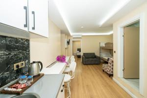 a kitchen and living room in a apartment at Luce Suites Taksim in Istanbul