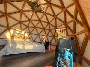 una camera con un letto in una stanza a forma triangolare di Domo mango a Los Santos