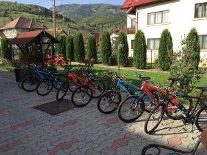 a group of bikes parked next to a building at Casa Dudu in Moieciu de Jos +26 photos
