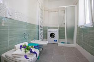 łazienka z toaletą i pralką w obiekcie Villa Mimosa - Appartamento 2 - Happy Rentals w mieście Desenzano del Garda