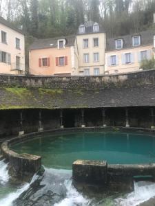 a large pool of water with buildings in the background at Home Antonin & Maye in Tonnerre
