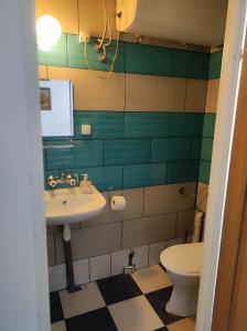 a bathroom with a sink and a toilet at Motel Korona in Zamość