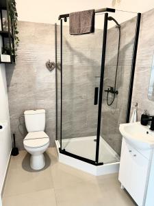 Et badeværelse på Zielone Apartamenty Katowice Chorzów