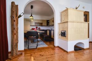 Kuchyň nebo kuchyňský kout v ubytování Appartements Das Charlie