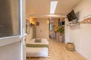 Kleines Zimmer mit 2 Betten und einem TV in der Unterkunft Au Soleil Levant - Havre Zen à Orléans in Orléans + 10 Fotos