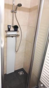 a shower in a bathroom with a sink and a shower at Yerseke Maarten & Hanh in Yerseke +30 photos