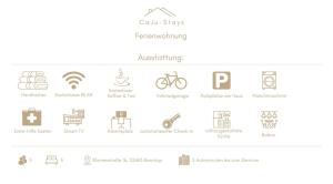 Capture d'écran d'une page d'un site web avec des icônes dans l'établissement CaJu-Stays Monteurwohnung - Barntrup, Blumenstr. 1b, à Barntrup