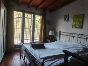 1 dormitorio con cama y ventana grande en Etna vineyard Sicily, en Piedimonte Etneo