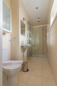 y baño con aseo, lavabo y ducha. en GuestReady - A charming place near Golf Centre en Dublín
