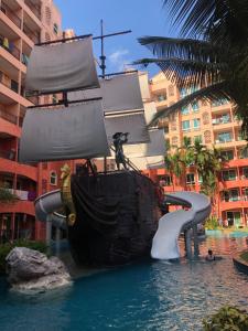 a pirate ship in the water at a resort at Seven Seas Pattaya by nty in Jomtien Beach