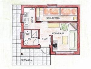 a drawing of a floor plan of a room at Ferienhaus in Neustadt-Glewe in Neustadt-Glewe