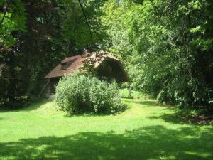 een klein huis midden in een veld met bomen bij Forsthaus am Chiemsee in Chieming