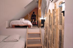 Habitación con litera y escalera junto a la cama en Retour vers le passé, en Metz