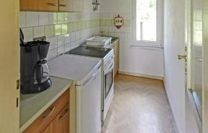 a kitchen with a stove and a sink at 2 Bedroom Cozy Home In Boitzenburger Land in Rosenow
