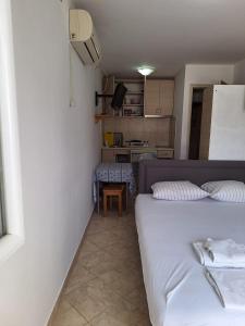 sala de estar con sofá y cocina en Apartments Iva, en Kotor