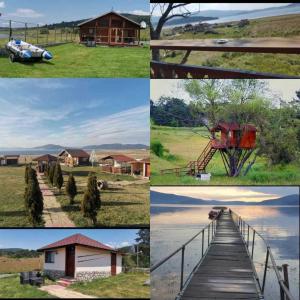 a collage of pictures of houses and a bridge at Majestic Houses in Batak