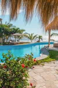 uma piscina de resort com uma praia ao fundo em Hotel Beso de Sal Resort em Colán